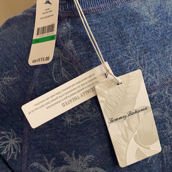Tommy Bahama Hula Hut Dockside Blue Long Sleeve Crew - Picture 10 of 11
